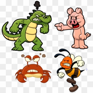Cute Animals Angry Bee Honey Crocodile Vector Clipart - Png Download