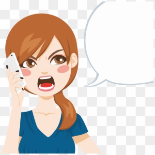 Angry Girl Png - Cartoon Girl Talking On Phone Clipart