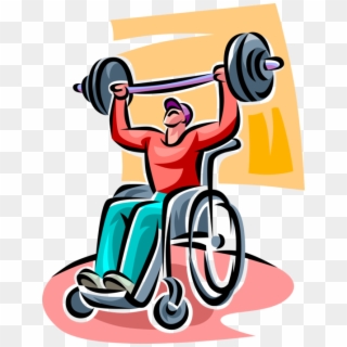 Vector Illustration Of Handicapped Or Disabled Weightlifter - Man Lifting Weights Clipart