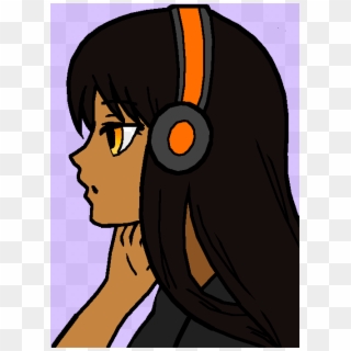 Girl Listening To Music - Drawing Clipart