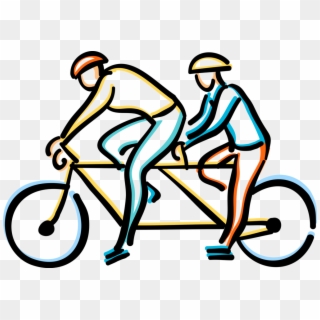 Cyclists Ride Tandem - Tandem Clipart