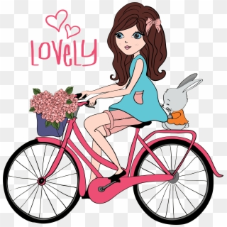 Bicycle Clipart Lady Cycling - Png Download