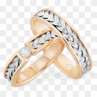 A Pair Of Wedding Rings With Diamond And Non-diamond - Pre-engagement Ring Clipart
