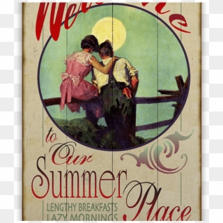 Welcome To Our Summer Place Old Wood Signs - Poster Clipart
