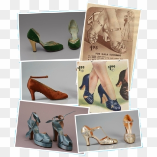 1940 Green And Gold Heels - Sandal Clipart