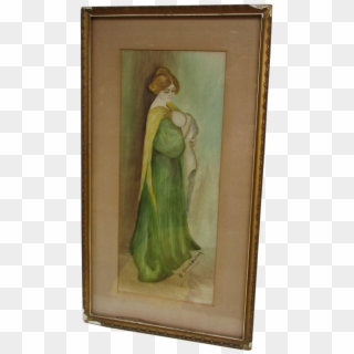Vintage Watercolor Painting Titled 'young Mother' Framed - Picture Frame Clipart