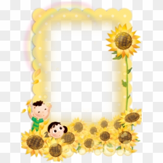 Cute Child Sunflower Border Background - Flower Cute Border Design Clipart
