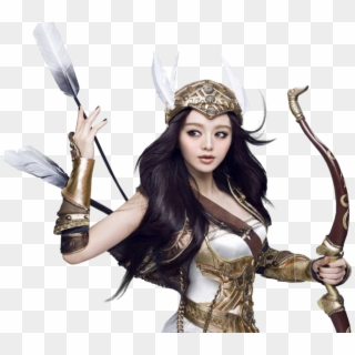 Png - Female Warrior With Bow And Arrow Clipart