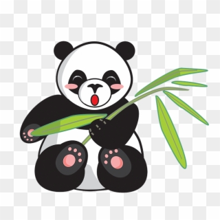 Panda Cartoon Cute Animal Comics Bamboo - Panda On Bamboo Clip Art - Png Download