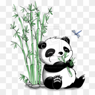 Cute Panda With Bamboo Drawing Clipart