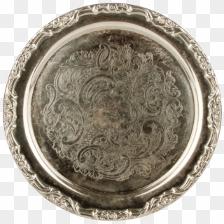 Vintage Silver Round Tray - Antique Clipart