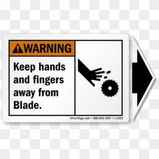Ansi Warning Label With Detachable Arrow - Keep Hands Away From Blade Clipart
