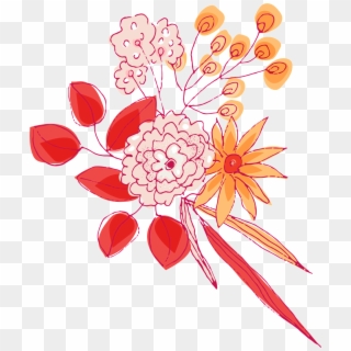 Hand Drawn Linear Style Flower Png Transparent , Png Clipart