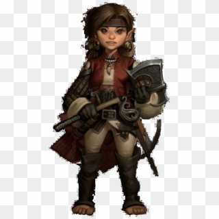 Level 1 Halfling Warrior With Battle Axe, Crossbow - Female Rock Gnome Dnd Clipart