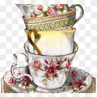 Drawn Tea Cup Vintage Teacup - Tea Party Illustration Vintage Clipart