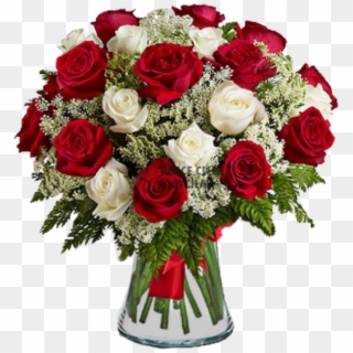#jarrón De Rosas Rojas Y Blancas - White And Red Roses Arrangement Clipart