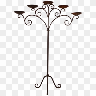 Fantastic Antique Gothic Wrought Iron Five Candle - Candle Clipart