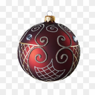 Hand Crafted Christmas Ornament Ruby Ball With Gold - Christmas Ornament Clipart