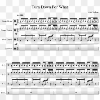 Turn Down For What Sheet Music For Percussion Download - Drumline Movie Music Sheet Clipart