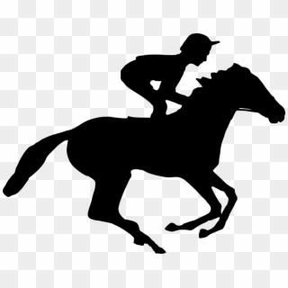 Animal, Equine, Horse, Human, Jockey, Male, Man, People - Running Horse With Jockey Silhouette Clipart