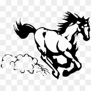 Horse Running Clipart Black And White - Png Download