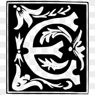 E,retro,vintage - Decorative Letter E Clipart