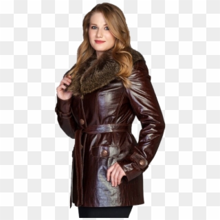 Leather Jacket Ladies Png Pic - Long Leather Jackets For Ladies Clipart