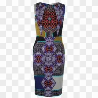 Sleeveless Aztec Print Dress - Day Dress Clipart