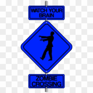 Zombie Crossing The Street Comic Traffic Sign - Traffic Sign Clipart