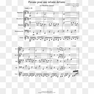 Pavane Pour Une Infante Defunte For Mandolin Quintet - Sheet Music Clipart