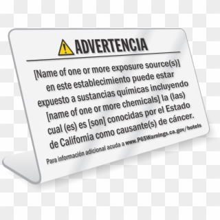 Hotel Exposure Prop 65 Sign - Spanish Sign Clipart