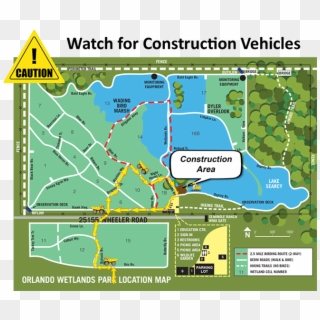 Expect To Encounter Trucks, Heavy Equipment And Pumps - Orlando Wetlands Park Map Clipart