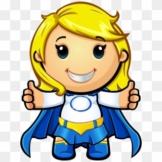 Blue And White Super Girl Two Thumbs Up - Girl Thumbs Up Cartoon Clipart