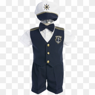 Navy Blue Nautical Sailor Vest & Shorts 5 Piece Outfit - Nautical Costume For Boys Clipart