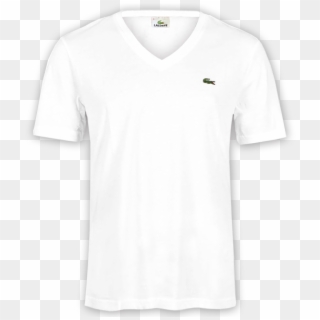 ~lacoste White Pima Vneck Tee - Transparent Background White T Shirt Png Clipart