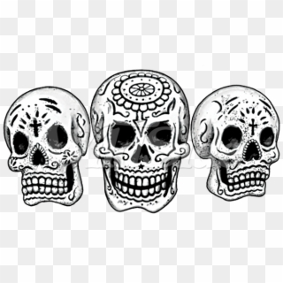 3 Skulls Day Of The Dead - Day Of The Dead Black And White Clipart