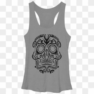 Day Of The Dead Skull No2 Racerback - Active Tank Clipart