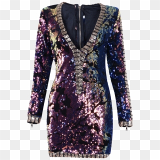 Purple Sequin Dress Long Sleeve Clipart