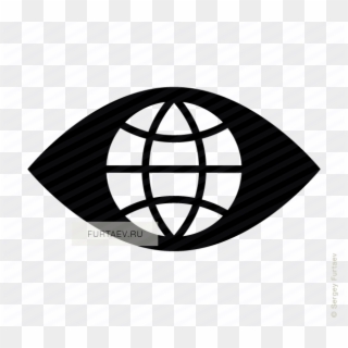 Vector Icon Of Globe In Place Of Pupil Of Eye - Global Delivery Icon Clipart