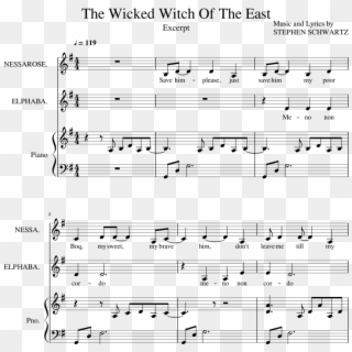 The Wicked Witch Of The East Excerpt Sheet Music For - Sheet Music Clipart