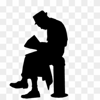 Old Man Reading Silhouette Clipart