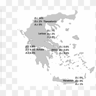 The Map Of Greece Showing The Areas Of Investigation - Greece Map Clipart