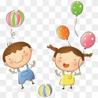 Child Holding Balloon Png - Cartoon Clipart