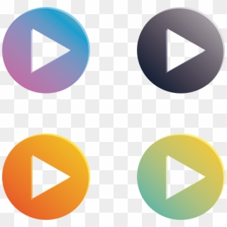 Play Gradient Button Color Round Icon - Button Clipart