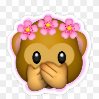 Sticker Money Emoji Crown Flowers Flowercrown Pink - Monkey Emoji Clipart