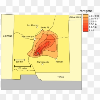 Trinity Fallout - Radiation Levels In New Mexico Map Clipart