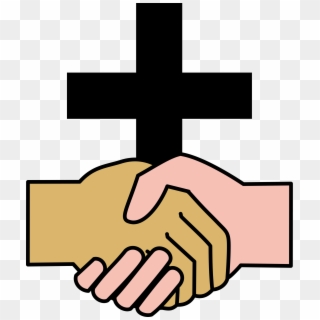 Open - Shaking Hands With A Cross Clipart