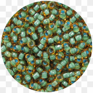 11 0 Two Tone Lined Amber Brown Sea Foam Green Japanese - Bead Clipart