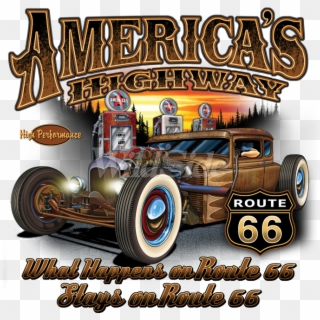 Americas Highway Route 66 Hotrod - Hot Rod Route 66 Clipart