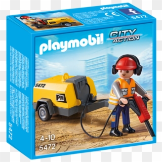 Construction Worker With Jack Hammer - Playmobil 5472 Clipart